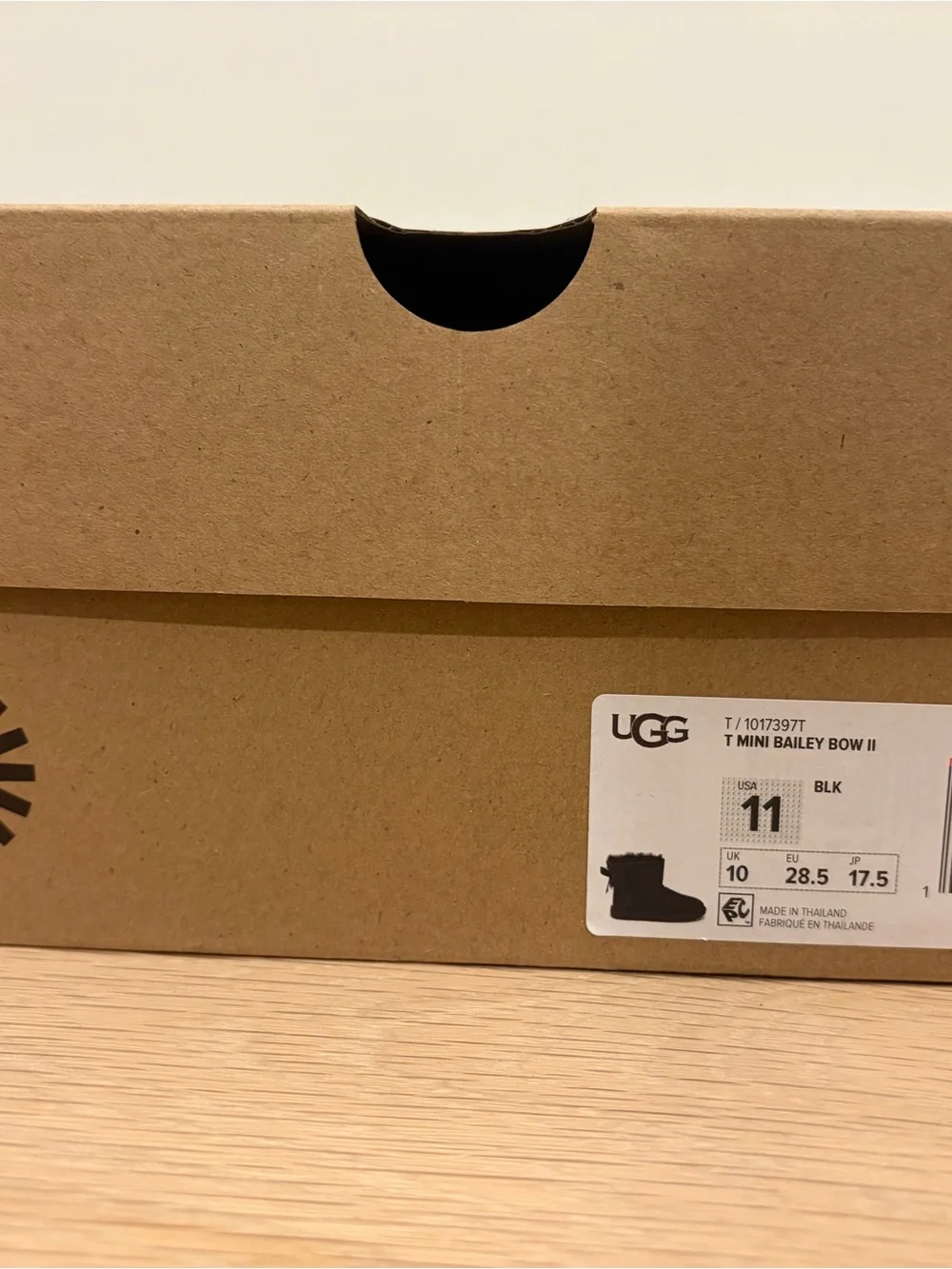 UGG Kids Black Mini Bailey II Bow Sheepskin Boots Toddler 11